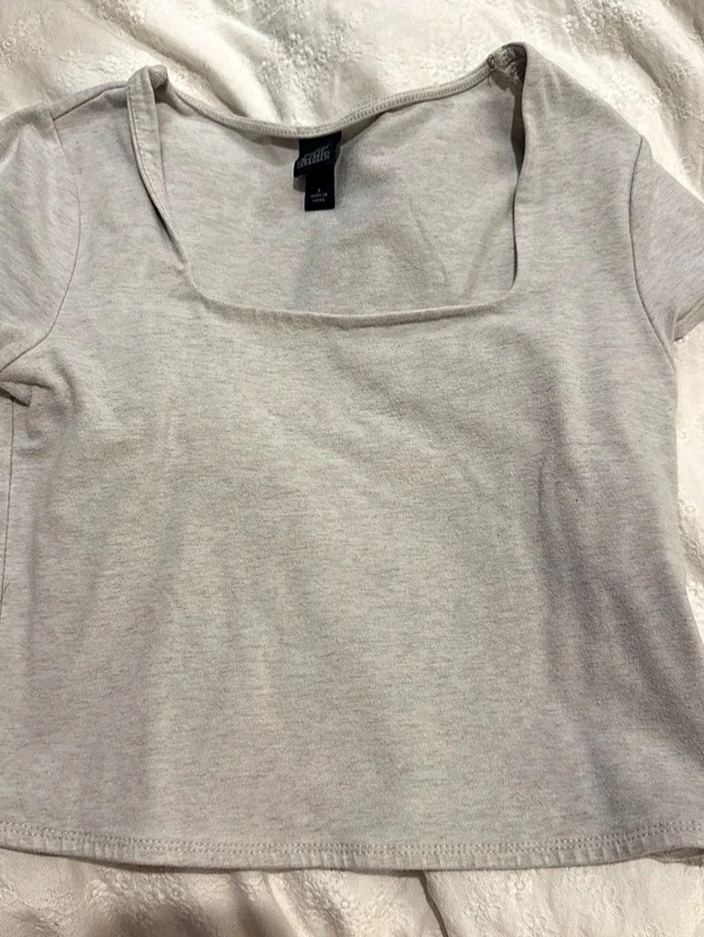 Wild Fable Square Neck Short Sleeve Top in Gray Size Small Like New
